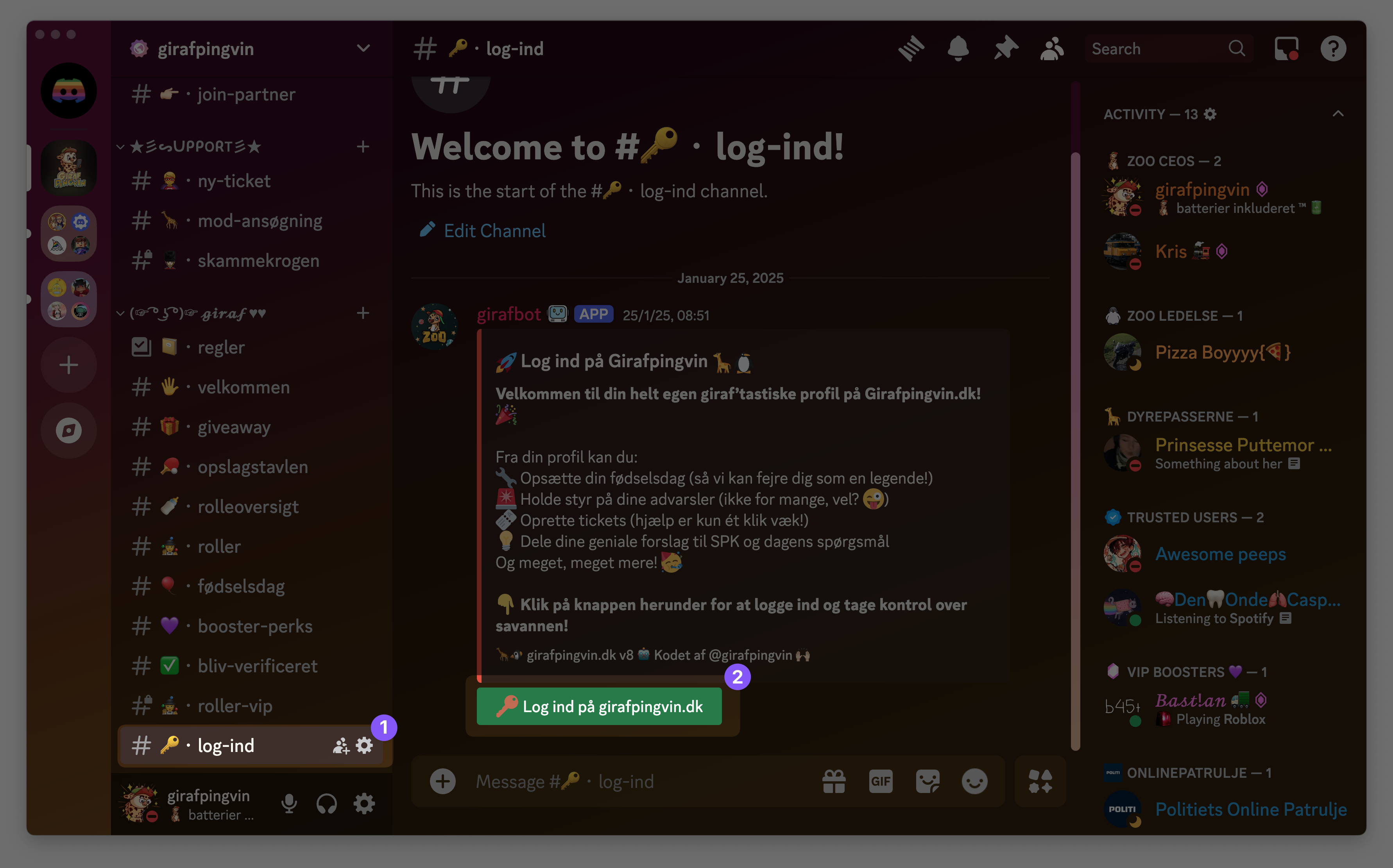 Discovery på Discord, find os ved at søge efter girafpingvin